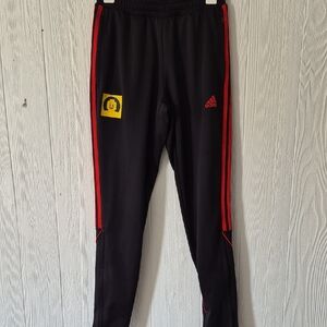 adidas Black Joggers with Red Side Stripes